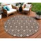Homeroots 8' Chocolate And Beige Round Geometric Washable Indoor Outdoor Area Rug 595723 - alternate 1