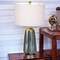 Homeroots 28" Blue Gray Ceramic LED Table Lamp With White Drum Shade 528685 - alternate 2
