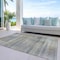 Homeroots 5' X 8' Khaki Tan And Beige Striped Washable Indoor Outdoor Area Rug 588059 - alternate 2