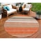 Homeroots 8' Coral Ivory And Gray Round Striped Washable Indoor Outdoor Area Rug 614805 - alternate 1