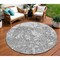 Homeroots 8' Gray And Ivory Round Abstract Washable Indoor Outdoor Area Rug 612745 - alternate 1