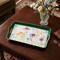 Homeroots 17" Green And White Watercolor Floral Serving Tray With Handles 634497 - alternate 3