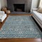Homeroots 8' X 10' Teal Blue Gray And Charcoal Floral Washable Indoor Outdoor Area Rug 605440 - alternate 3