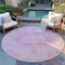 Homeroots 8' Pink Round Floral Medallion Washable Indoor Outdoor Area Rug 607916 - alternate 2