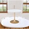 Homeroots 35" White and Gold Wood and Steel Pedestal Base Round Top Dining Table 602233 - alternate 3