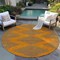 Homeroots 8' Orange And Blue Round Geometric Washable Indoor Outdoor Area Rug 598766 - alternate 2