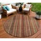 Homeroots 8' Rust Taupe And Gray Round Striped Washable Indoor Outdoor Area Rug 616384 - alternate 1