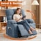 Homeroots 39" Blue Tufted Chenille Heated Massage Swivel Rocker Recliner With USB 692819 - alternate 2