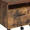 Homeroots 19" Brown And Black Rustic Wood Single Drawer Rolling Filing Cabinet 286420 - alternate 3