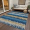 Homeroots 8' X 10' Navy Blue Gold And Ivory Striped Washable Indoor Outdoor Area Rug 598373 - alternate 3