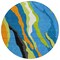 Homeroots 8' Denim Blue Copper And Green Round Abstract Washable Indoor Outdoor Area Rug 600962 - alternate 3