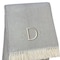 Homeroots 55" X 70" Gray White Herringbone Cotton Blend D Initial Throw Blanket with Tassels Embroidery 655527 - alternate 2