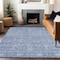 Homeroots 3' X 5' Denim Blue And Ivory Floral Washable Indoor Outdoor Area Rug 604671 - alternate 2
