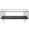 Homeroots 45" Clear And Black Glass And Steel Coffee Table With Shelf 520933 - alternate 3