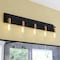 Vaxcel Seward Park 5 Light Black and Gold Brass Bathroom Vanity Fixture, Full Backplate W0504 - alternate 1