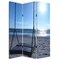 Homeroots 72" Blue Canvas Folding Three Panel Screen Room Divider 274756 - alternate 2