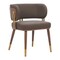 Homeroots Brown and Walnut Upholstered Faux Leather Curved Back Dining Arm Chair 564981 - alternate 2