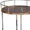 Homeroots 18" Brown Iron Distressed Round Rolling Bar Cart 571192 - alternate 2