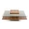 Homeroots 39" Clear and Brown Glass and Wood Pedestal Coffee Table With Shelf 282747 - alternate 3