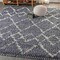 Jonathan Y Mercer Shag Plush Tassel Moroccan Tribal Geometric Trellis Blue/Cream 8 ft. x 10 ft. Area Rug MCR102A-8 - alternate 1