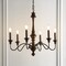 Jonathan Y Oakley 25" 6-Light Midcentury Farmhouse Iron LED Chandelier, Wood Finished/Oil Rubbed Bronze JYL1320A - alternate 2