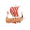 Homeroots 20" Wood Brown Solid Wood Hand Painted Model Boat Tabletop Sculpture 401201 - alternate 1