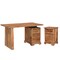 Homeroots 54" Brown Solid Wood Writing Desk and Bookshelf Set With Three Drawers 634358 - alternate 1