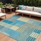 Homeroots 10' X 14' Teal Blue Orange And Sky Blue Striped Washable Indoor Outdoor Area Rug 613180 - alternate 1