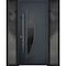 Vdomdoors Steel Door Deux 6501 Anthracite 2 Sidelight Exterior Windows Stainless Inserts Single Modern Painte DEUX6501EXD-BLK-W14+36+14 x H80-Left-hand Inswing - alternate 1