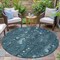 Homeroots 8' Teal Blue And Ivory Round Abstract Washable Indoor Outdoor Area Rug 631187 - alternate 2
