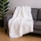 Homeroots White Knitted Rabbit Solid Color Plush Reversable Throw 358165 - alternate 2