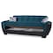 Homeroots 93" Blue Microfiber And Faux Leather Sleeper Sofa And Toss Pillows With Brown Legs 607165 - alternate 2
