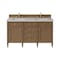 James Martin Vanities Brittany 60" Double Vanity, Pecan w/ 3 CM Eternal Jasmine Pearl Silestone Top 655-V60D-PCN-3EJP - alternate 1