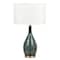 Homeroots 27" Blue Green Glass LED Table Lamp With White Drum Shade 528693 - alternate 4