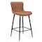 Homeroots Set of Two 27" Brown and Black Faux Leather and Metal Low Back Counter Height Bar Chairs, 2PK 719669 - alternate 2
