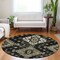 Homeroots 8' Black Ivory And Taupe Round Medallion Washable Indoor Outdoor Area Rug 588992 - alternate 3