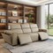 Homeroots 104" Beige Top Grain Leather Reclining Metal USB Sofa 720385 - alternate 2