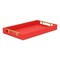 Homeroots 16" Red Wood and Vinyl Faux Shagreen Handmade Serving Tray With Handles 571242 - alternate 4
