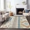 Homeroots 8' X 10' Ivory Blue And Brown Aztec Washable Indoor Outdoor Area Rug 598469 - alternate 4