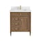James Martin Vanities Brittany 30" Sgl Vanity, Pecan w/ Sgl Hole 3 CM White Zeus Silestone Top and Matching Backsplash 655-V30-PCN-1WZ - alternate 1