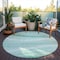 Homeroots 8' Aqua And Sky Blue Round Abstract Washable Indoor Outdoor Area Rug 603703 - alternate 4
