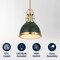 Jonathan Y Homer 10" 1-Light Modern Industrial Metal LED Dome Pendant, Kombu Green/Brass Gold JYL9535H - alternate 3