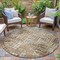Homeroots 8' Brown And Ivory Round Geometric Washable Indoor Outdoor Area Rug 631995 - alternate 3