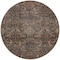 Homeroots 8' Brown Tan And Charcoal Round Damask Washable Indoor Outdoor Area Rug 603313 - alternate 3