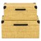 Homeroots Set of Two Natural And Black Faux Rattan Nesting Storage Boxes With Lids, 2PK 712930 - alternate 2