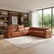 Homeroots Camel Italian Leather Modular L Shaped Six Piece Corner Sectional With Console 534859 - alternate 2