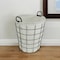 Homeroots Large White Fabric Lined Metal Laundry Type Basket With Handle 379818 - alternate 2