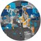 Homeroots 8' Charcoal Copper And Teal Blue Round Abstract Washable Indoor Outdoor Area Rug 599546 - alternate 2