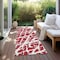 Homeroots 8' Runner Red and White Abstract Washable Non Skid Indoor Outdoor Runner Rug 559317 - alternate 5