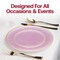 Smarty Had A Party 10.25" Clear Pink with Gold Rim Hammered Glass Disposable Plastic Dinner Plates, 120PK 8860-PG-CASE - alternate 3